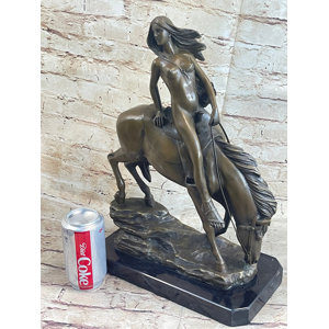 Canora Grey Tatayana Lady Godiva Nude Girl on Horseback Bronze Statue